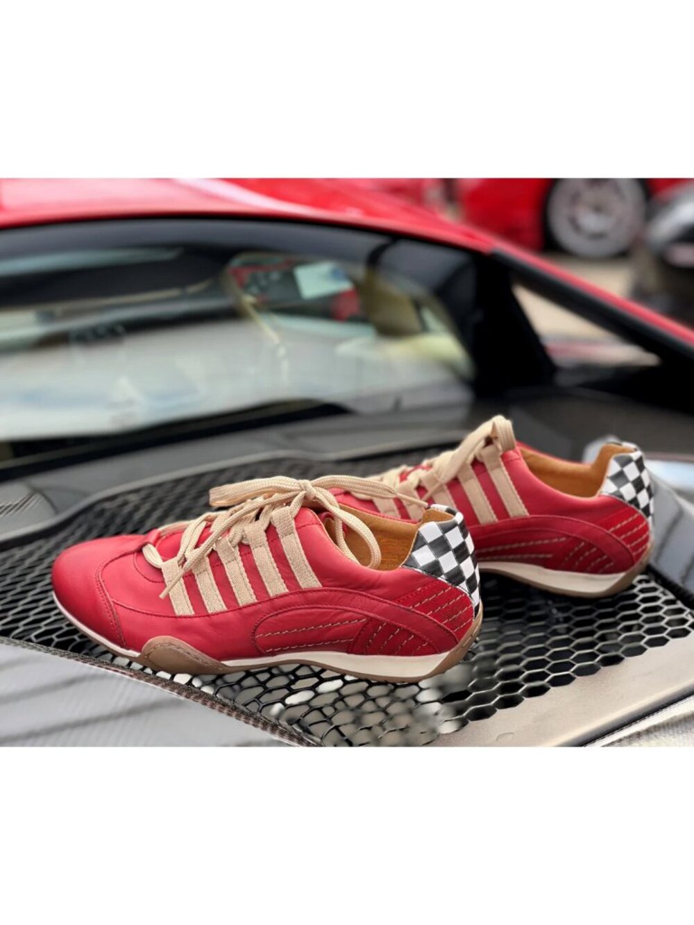 NWT Women's Racing Sneaker Size 8.5-9 (40) Red and Tan